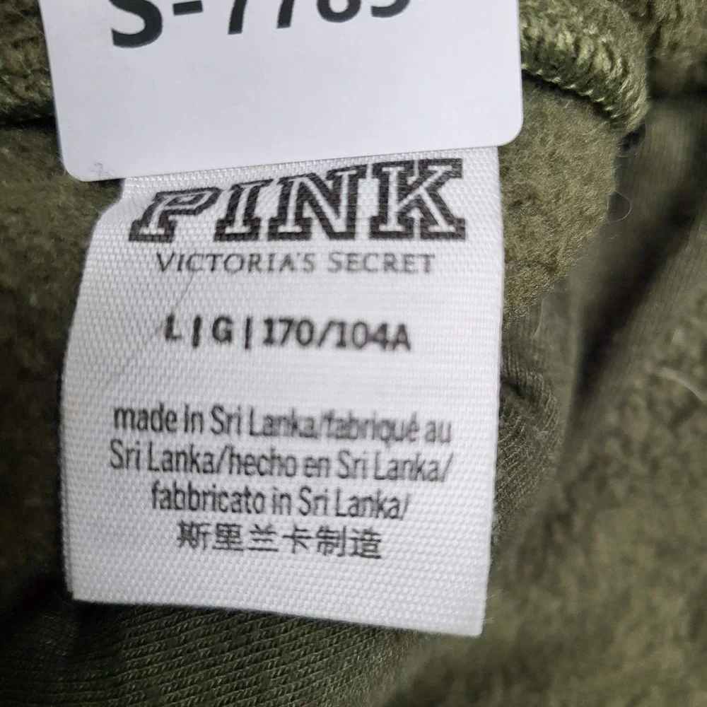 PINK Victoria's Secret‎ Women Jacket L Olive Green Fleece Reversible